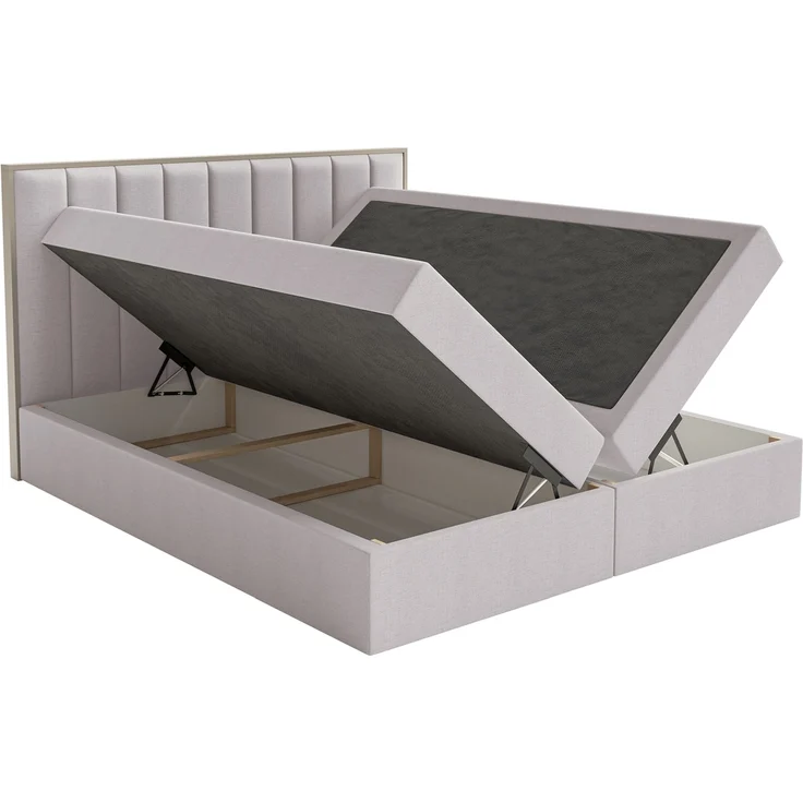 Selsey 'Togents' Boxspringbett 140x200 mit Stauraum und Topper, hydrophobe Chenille, grau – Bild 4
