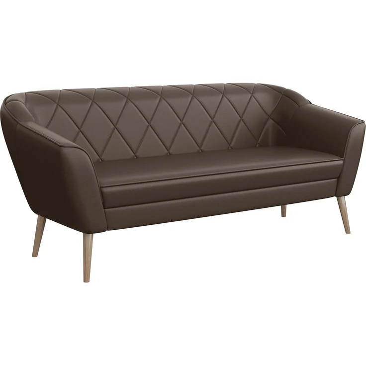 MEBLINI Sofa GISELA 3-Sitzer - Braun Kunstleder - für Wohnzimmer - Mini Lounge für drei Personen - Küchensofa - Sofa Klein – Bild 1