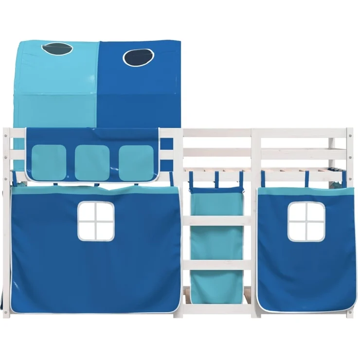 vidaXL Etagenbett mit Vorhängen Blau 75x190 cm Massivholz Kiefer 3284004 – Bild 3