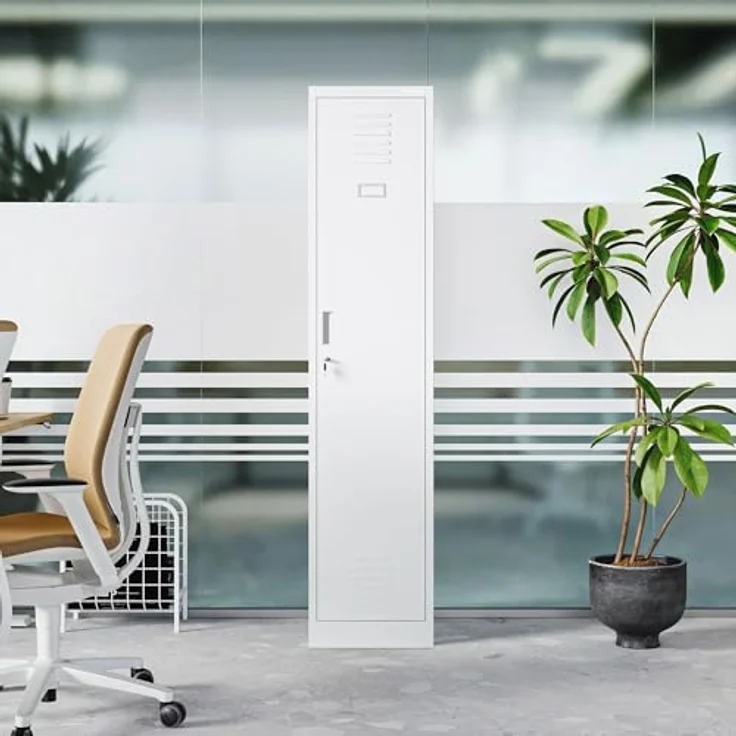 Jan Nowak Kleiderspind Metall abschließbar Garderobenschrank Umkleideschrank Schließfachschrank, 180 x 40 x 50 cm, Stahlschrank für Sozialraum mit Trennwänden, Lüftung und Kleiderhaken – Bild 8