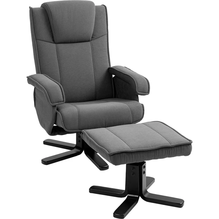 MELAYR, Schaukelbarer Relaxsessel mit Fußhocker, Stoffbezug in Samtoptik, 87 x 67 x 96 cm, Dunkelgrau – Bild 1