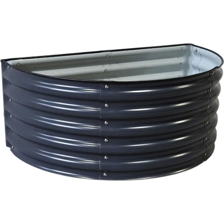 osoltus Hochbeet Gartenbeet Pflanzbeet halbrund aus Metall 105 x 60 x 43 cm