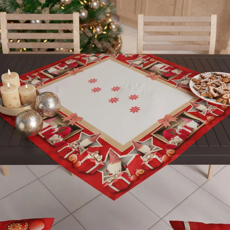 PETTI Artigiani Italiani – Weihnachts-Tafelaufsatz, Weihnachts-Tafelaufsatz für den Küchentisch, 90x90 cm, Tischläufer, Elfen-Tafelaufsatz, 100 % Made in Italy