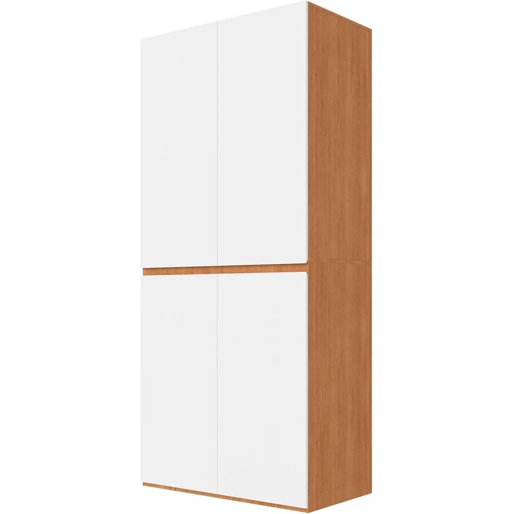 Kleiderschrank Garderobenschrank mit Schmuckschublade, 90 x 50 x 200 cm, mit 4 Türen, 1 Kleiderstange und 2 Schubladen, moderner Hochschrank für Schlafzimmer, Flur, Kinderzimmer oder Büro, Eiche/Weiß--Weiß--90x50x200cm--YOUDENOVA – Bild 6