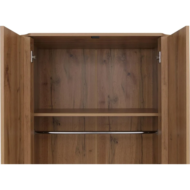 Hochschrank HWC-P42, Garderoben-/Kleiderschrank Kleideraufbewahrung Schrank 2 Türen 216x80x57cm ~ Wotan-Eiche-Optik – Bild 7