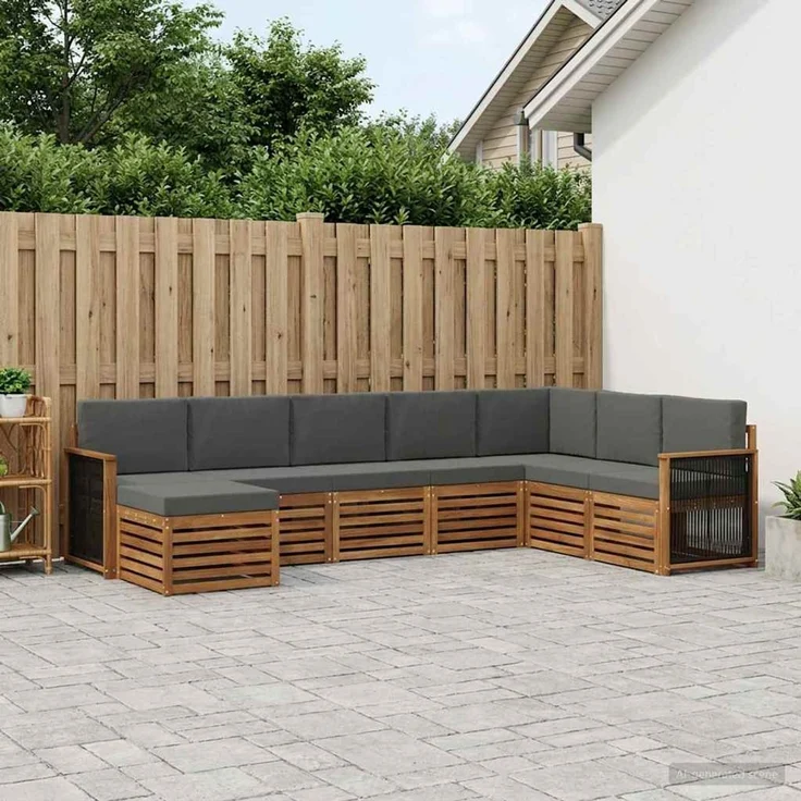 vidaXL Outdoor-Sofagarnitur 8 stk. 8-Sitzer Natur und Anthrazit 3384713 – Bild 1