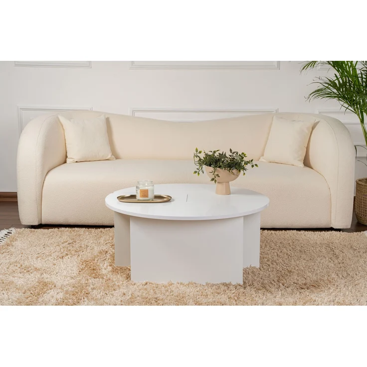 Couchtisch, 'Moira', 41 x 90 x 90, Natürliches Weiß – Bild 4