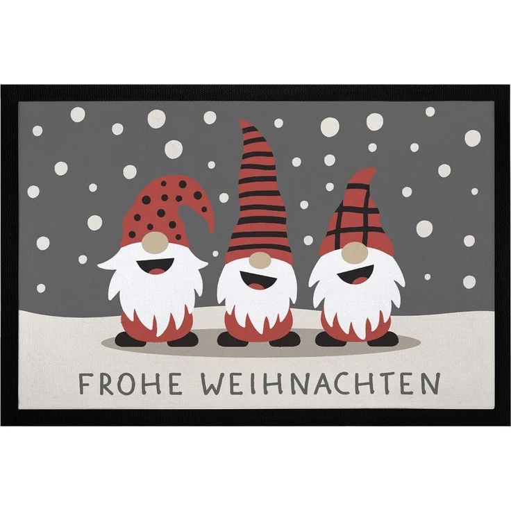 MoonWorks Fußmatte Fußmatte Frohe Weihnachten Wichtel Wintermotiv Schneeflocken Gnomes, rechteckig – Bild 5