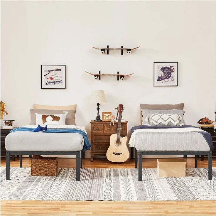 Yaheetech Metallbett, Bettrahmen 36/41 cm H mit Lattenrost, Bettgestell aus Metall – Bild 2