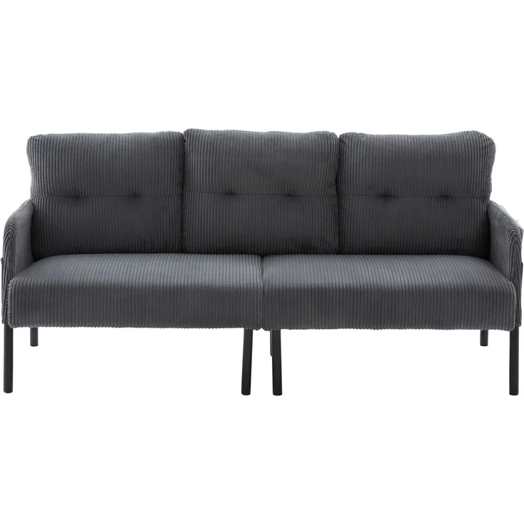 LVHOM 3-Sitzer Sofa mit Metallsockel, Polstersofa mit Seitentaschen, Loungesofa aus Cordstoff, Ergonomisches Stoffsofa, 171x72x80cm – Bild 2