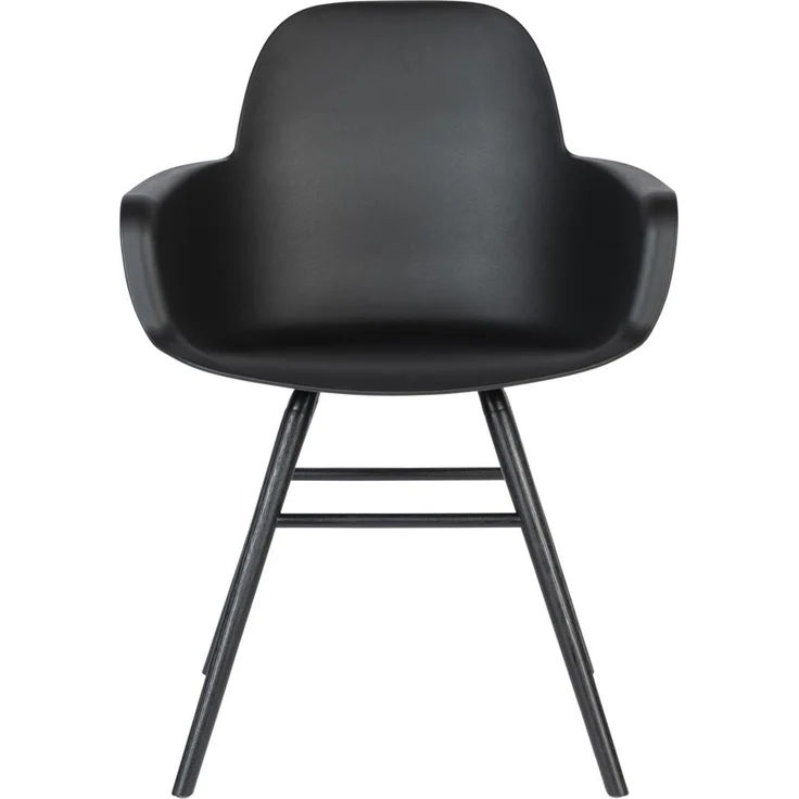 Zuiver Sessel Albert Kuip All Black im 2er-Set, Armlehnstuhl mit gedrechselten Eschenholzbeinen und Polypropylen-Sitzschale in Schwarz – Bild 2