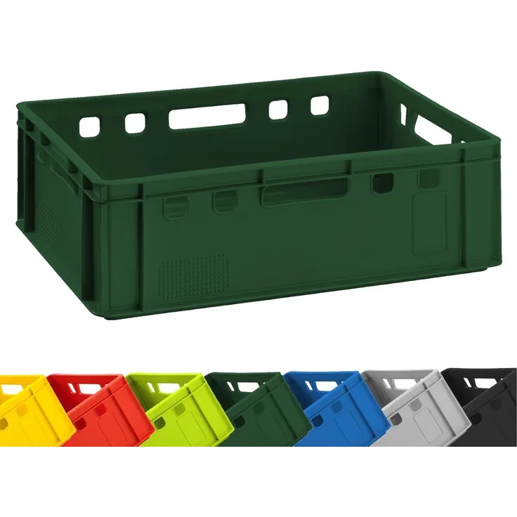 Fleischkiste E2 Dunkelgrün 60x40x20cm Lagerkiste, Meischkiste, Metzgerkiste Eurobox aus Deutschland lebensmittelecht, robust, stapelbar
