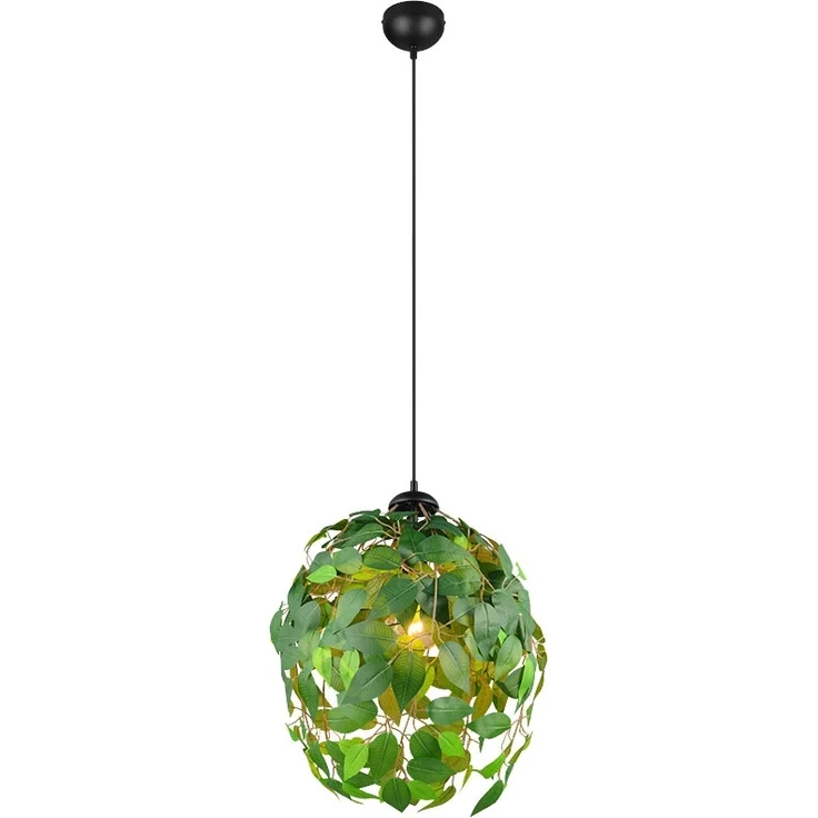 Hängeleuchte, Höhe anpassbar, Blätter-Design, grün, H 150 cm – Bild 1