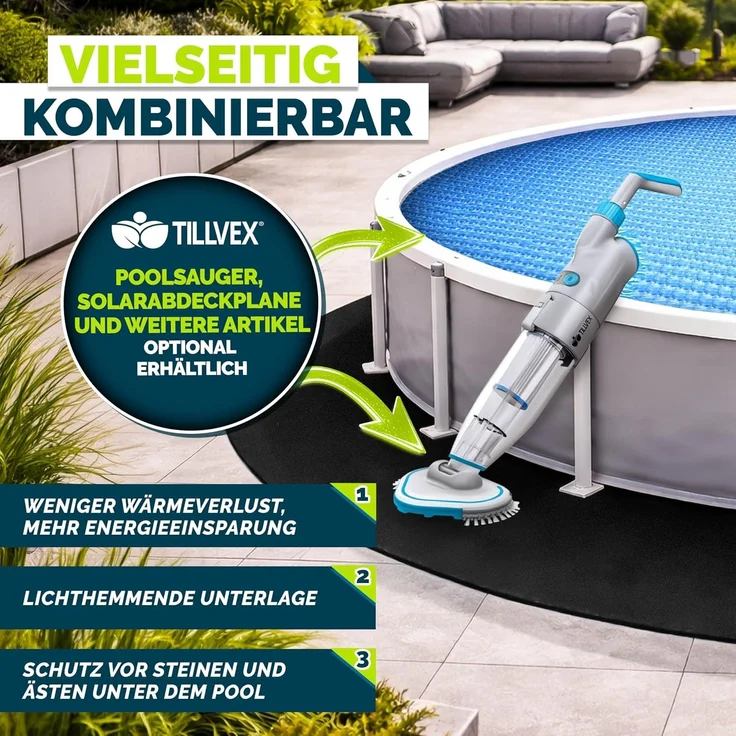 tillvex® Premium Pool Unterlage Rund 400 cm Geotextil 400g/m² | Bodenplane für Pools bis Ø 370 cm | Poolmatte zuschneidbar Bodenschutzvlies Schwimmbecken | Reißfeste Poolunterlage Bodenschutzmatte – Bild 8