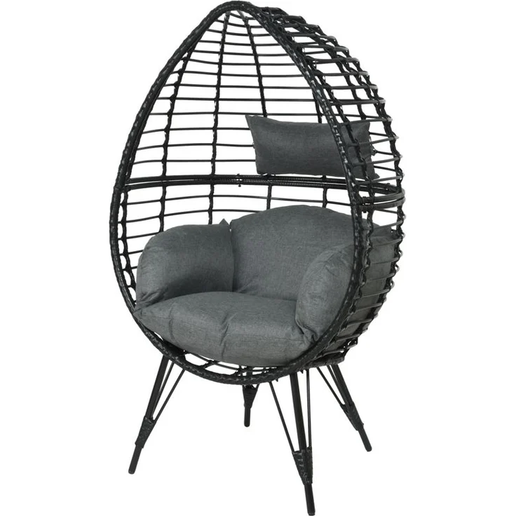 2er Set Kaemingk Evora Ei-Stuhl stehend Wicker schwarz – Bild 1