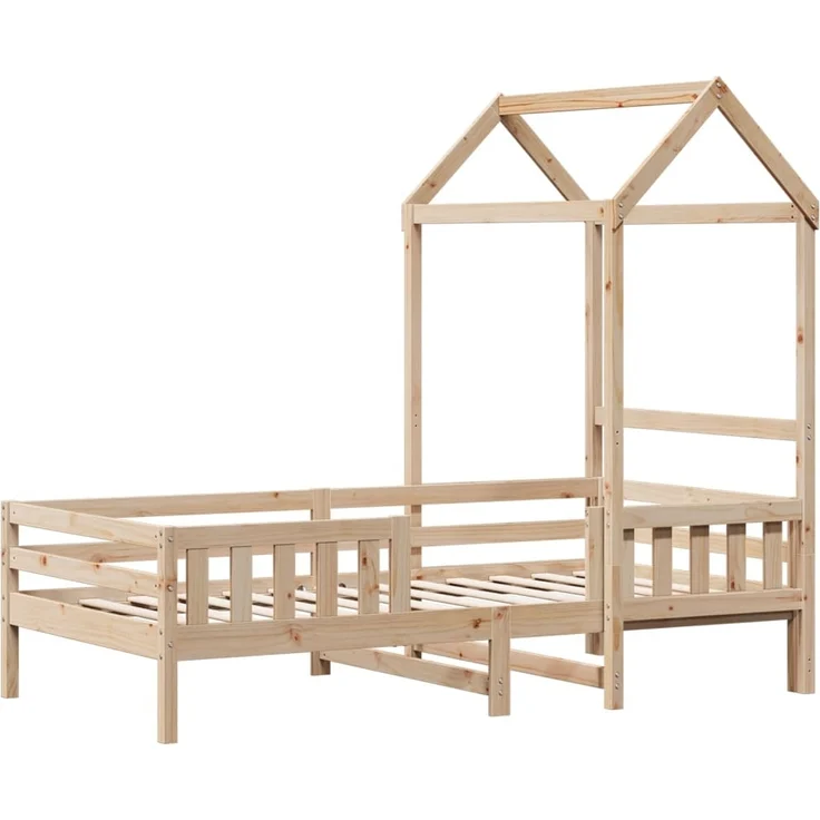 vidaXL Massivholzbett mit Dach 100x200 cm Kiefer 3282156 – Bild 2