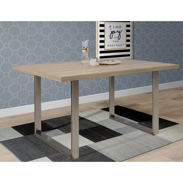 Esstisch >TABLES< Sonoma Eiche Dekor, U-Metallgestell rohstahl - 160x74,7x90cm (BxHxT) – Bild 2