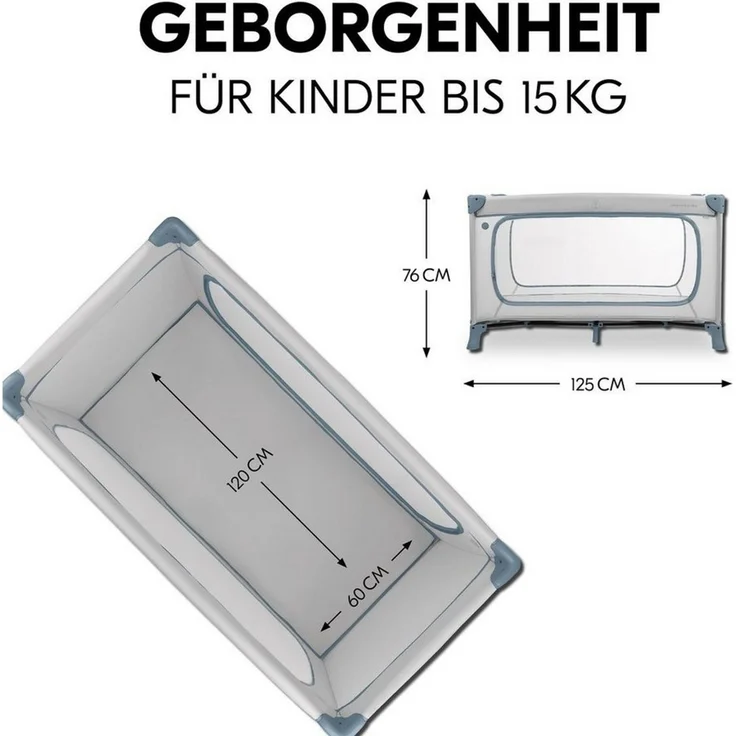 Hauck Baby-Reisebett Dream N Play Plus - Dusty Blue, Kinderreisebett mit Eingang, Matratze, Moskitonetz & Spielzelt faltbar – Bild 2