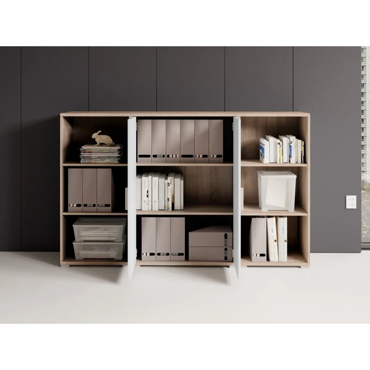 Stella Trading Highboard OFFICE LINE in Eiche Sonoma/weiß glanz – Bild 2