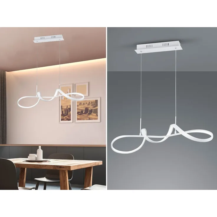 LED Pendelleuchte PERUGIA Metall Weiß matt mit 3 Stufen Dimmer, Breite 81cm