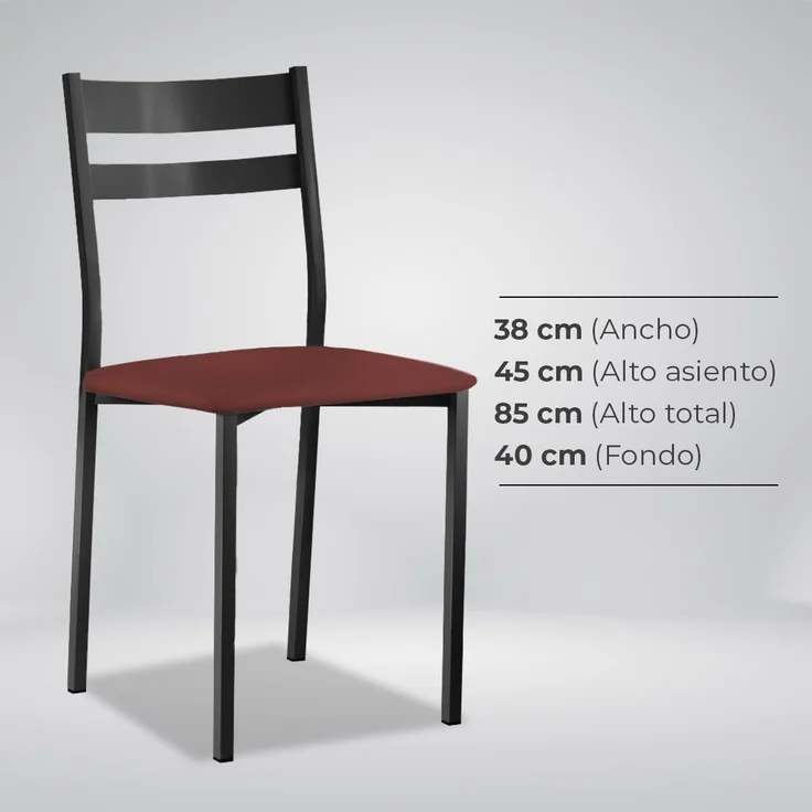 ASTIMESA Küchenstuhl aus Metall mit offener Rückenlehne, Bordeaux, 55 x 45 x 40 cm – Bild 7