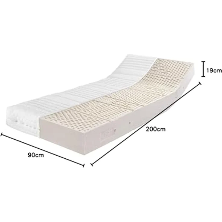 Ravensberger Latexmatratze Ravo-Relax - Härtegrad H3, mittelfest - 90 x 200 cm, Höhe 19 cm - Naturlatex - Baumwoll-Doppeltuch-Bezug – Bild 2