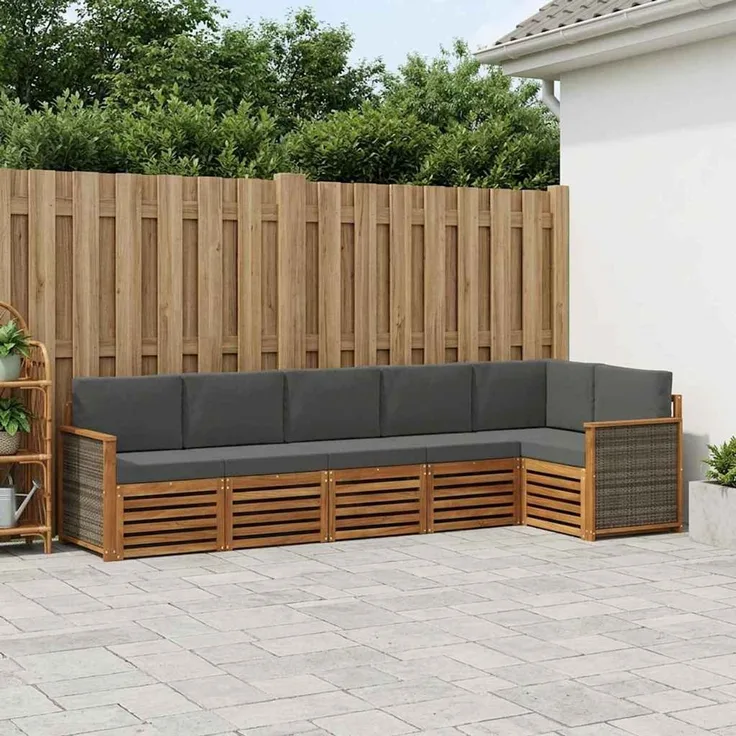 vidaXL Outdoor-Sofagarnitur 6 stk. 6-Sitzer Natur und Anthrazit 3384408