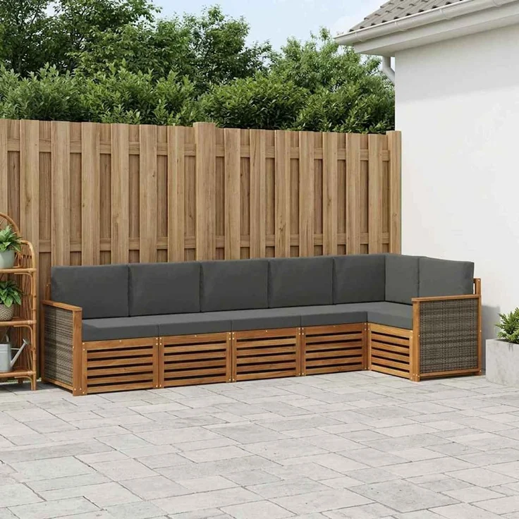 vidaXL Outdoor-Sofagarnitur 6 stk. 6-Sitzer Natur und Anthrazit 3384408 – Bild 1