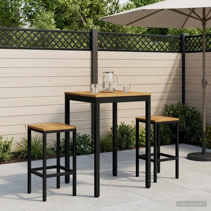 vidaXL Gartenbar-Tisch NAARDEN Weiß gewaschen und Schwarz 901772 – Bild 1