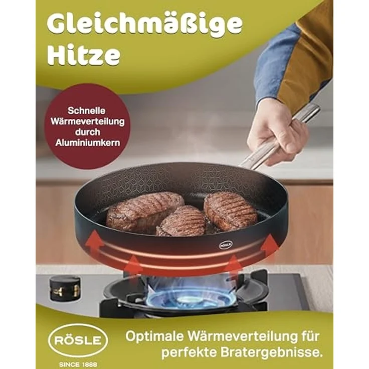 RÖSLE Bratpfanne EBONIC Ø 28 cm ProNero Keramik-Wabenbeschichtung – Bild 5