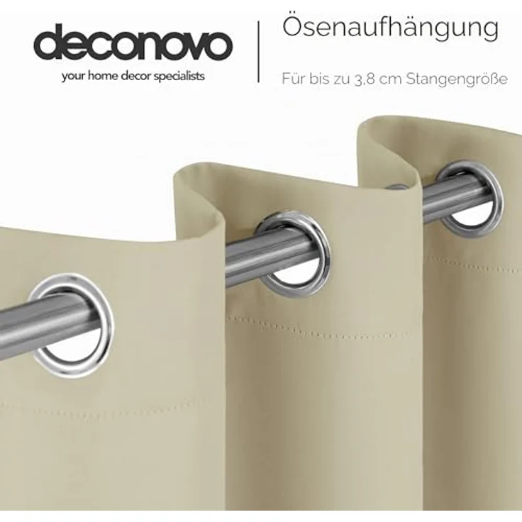 Deconovo Gardinen mit Ösen Verdunkelungsvorhang Sichtschutz Curtains Beige | 1 Stück, H160 x B132 cm, Thermogardine Hitzeschutz, Sichtschutz, Vorhänge für Wohnzimmer und Schlafzimmer, Thermol Curtain – Bild 4