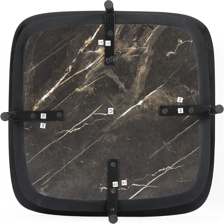 Moderner Design Beistelltisch MARMOL 55cm schwarz Marmor-Optik Metallgestell – Bild 4