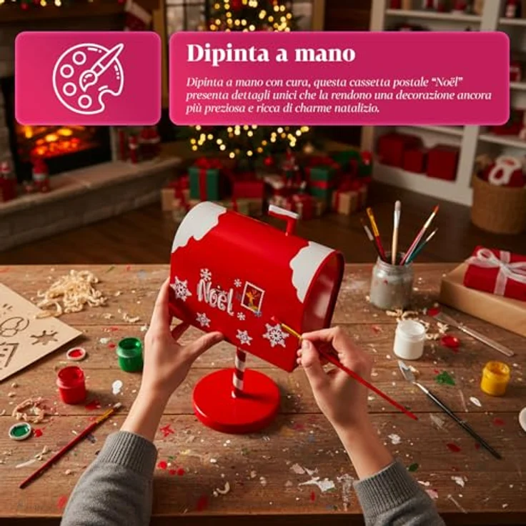 Avilia Amerikanischer Weihnachtsbriefkasten mit dekorativer Stehleuchte für Weihnachtsdekoration, Frontöffnung, Brieffach für Nachrichten und Süßigkeiten, ikonisches Design Weiß Rot – Bild 7