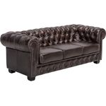 Chesterfield Sofa 3-Sitzer Echtleder cracker braun 200x72x90 cm massivum Vintage Ledersofa englisches Design antik braun Wohnzimmer