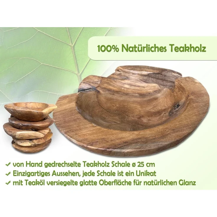 Amagohome Dekoschale Teakholz Schale Ø 25 cm Einzigartiges Naturprodukt aus Wurzelholz – Bild 2