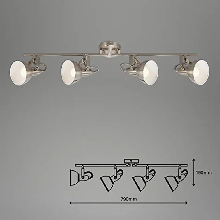 BRILONER - Deckenlampe Vintage schwenkbar, E14 Fassung, max. 40 Watt, Deckenleuchte, Lampe, Wohnzimmerlampe, Schlafzimmerlampe, Küchenlampe, Deckenstrahler, Deckenbeleuchtung, 79x19 cm, Satin-Weiß – Bild 8