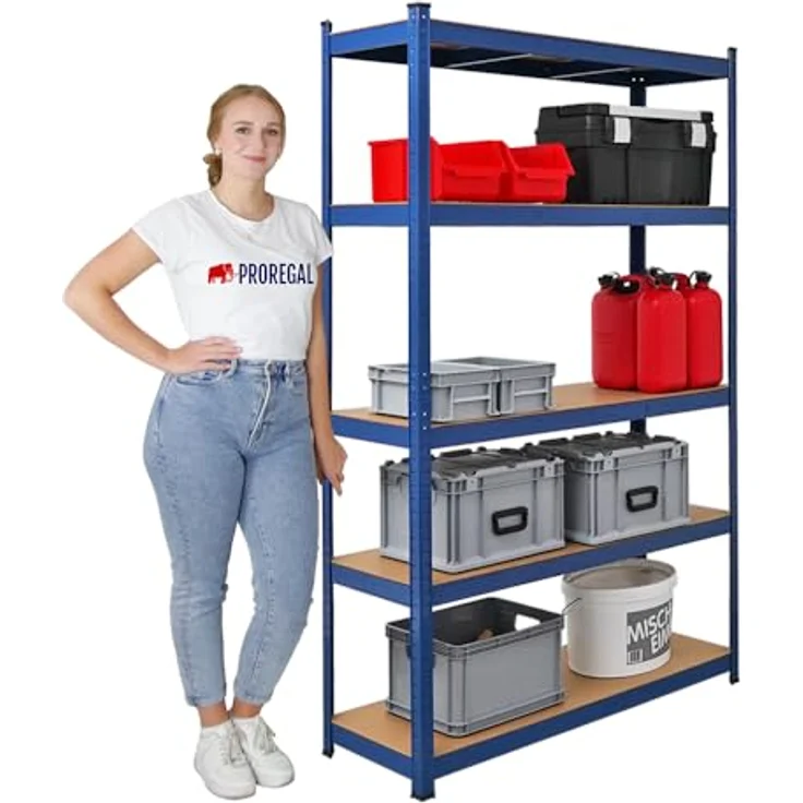 PROREGAL Mega Deal Eckregal Ragnar 1x: 180 x 70 x 40 cm | 2X: 180 x 120 x 40 cm Blau Fachlast 175kg, Kellerregal, Steckregal, Garagenregal, Lagerregal – Bild 6