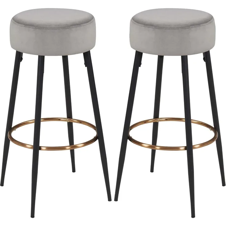 Duhome Barhocker (5168F), Barstühle 2er Set Runde Tresenhocker Samt Bistrohocker mit Fußstütze