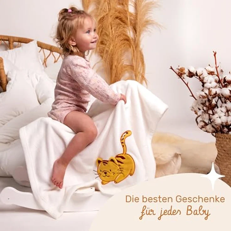 Be Mammy Personalisierte Babydecke mit 3D Applikation Warme Kuscheldecke mit Namen und Geburtsdatum; Perfektes Baby Geschenk; Blanket; Krabbeldecke BE20-280 (Puderblau - Junge) – Bild 7