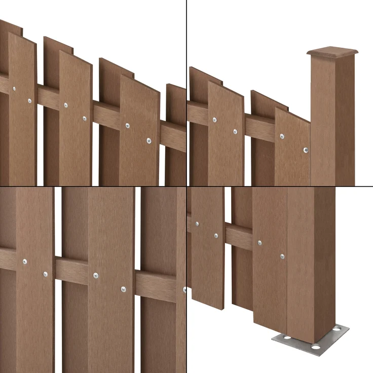 WPC Gartenzaun 185x193 cm Rund Braun neu. holz – Bild 5
