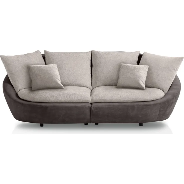 Bigsofa Sofa Moroni 237x129x87cm Farbe: dunkelgrau / grauweiß mit Kissen
