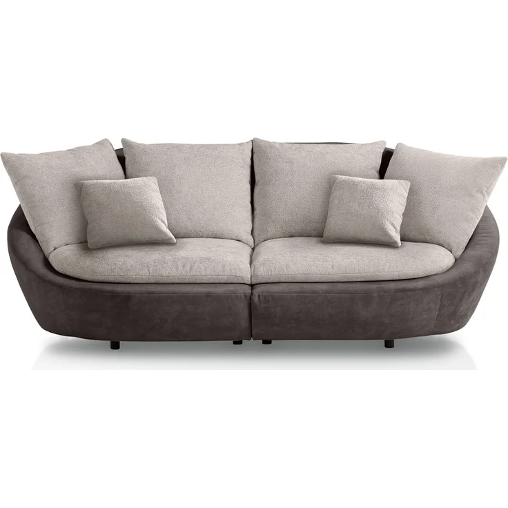 Bigsofa Sofa Moroni 237x129x87cm Farbe: dunkelgrau / grauweiß mit Kissen
