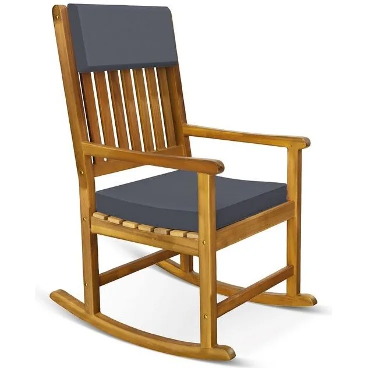 Casaria Schaukelstuhl, Gartenstuhl Schaukelstuhl Holz 160kg Belastbar Garten Balkon Akazie