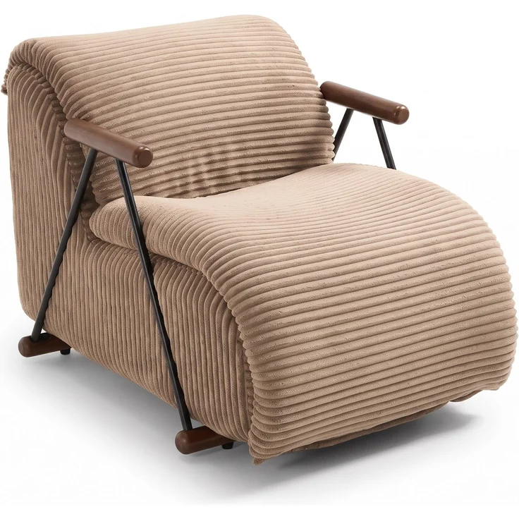 LVHOM Relaxsessel mit Lattenrost, ergonomischer Fernsehsessel, gepolsterter Loungesessel mit Armlehnen, XXL Lesesessel für Wohn- und Schlafzimmer, Cord Braun – Bild 2