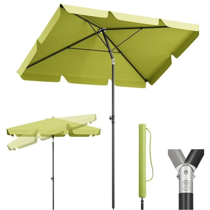 Sekey Sonnenschirm 200x125 cm Balkonschirm Rechteckig Sonnenschirm mit Schutzhülle, LxB: 200x125 cm, Abknickbar, Sonnenschutz UV50+, Marktschirm für Terrasse, Garten – Bild 4