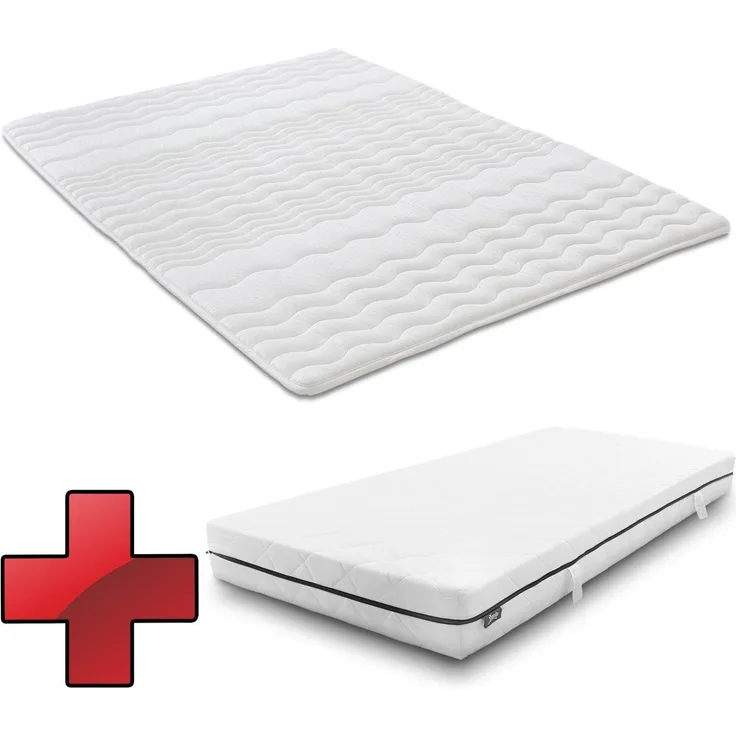 Taschenfederkernmatratze Sleezzz Superior 90 x 200 cm, Höhe 18 cm, Härtegrad H3 + Matratzentopper / Matratzenauflage 90 x 200 cm