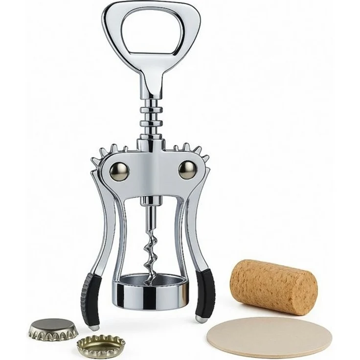 Koopman Korkenzieher Flaschenöffner Hebelkorkenzieher Kapselheber Weinflaschenöffner, (1 tlg), 19cm, Inkl. Flaschenöffner, Silberfarbend, Metall, Korken – Bild 4