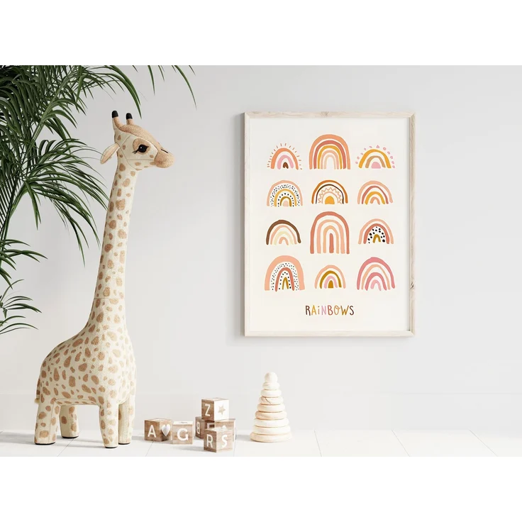 Poster Kinderzimmer Sonnenstrahlen Regenbogen Herzen Blumen · Kinderzimmer Bilder · Wand Deko · Kunst Druck · Deko Print ohne Rahmen - viele Regenbogen / 60x90 cm