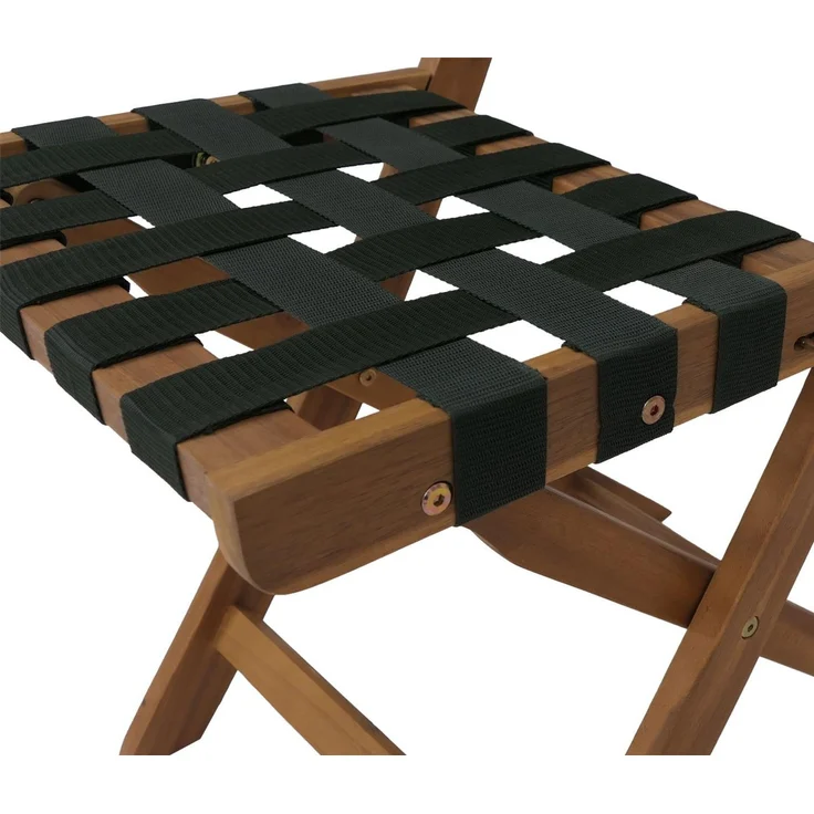 Garten-Set HWC-P70, Sitzgruppe Balkon-Set Garnitur 2x Stuhl Tisch, Seilgeflecht Akazie Holz klappbar ~ natur, grün – Bild 5