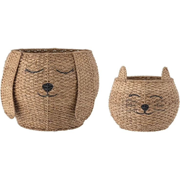Bloomingville Mini Milus Set 2 Körbe aus Bankuan-Gras hergestellt, in der Farbe: Natur, Maße: 33x27/46x43 cm, 82053634 – Bild 1